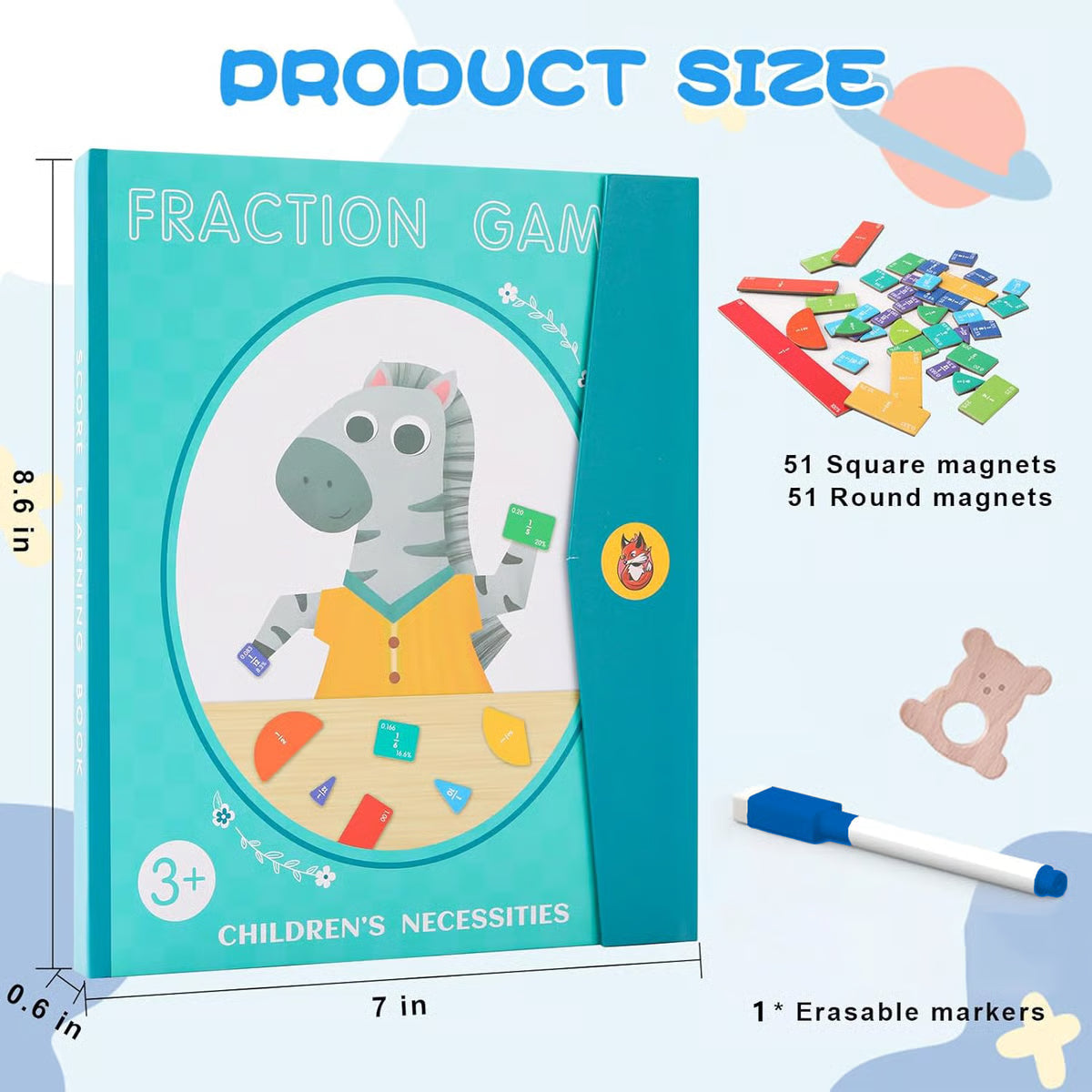 š„Last Day 49% OFF -šMontessori Magnetic Book Fraction Puzzle