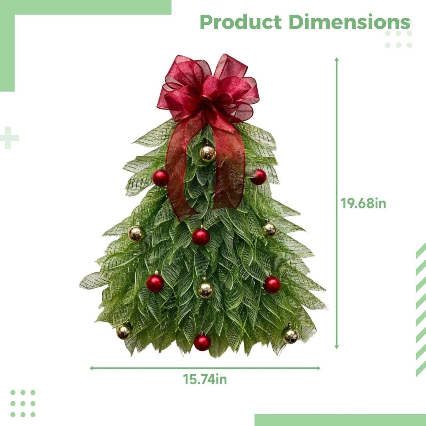 🎁🎄Inverted Christmas Tree Wreath with LED Lights – Handmade Holiday Door & Window Decoration, Unique Lighted Xmas Decor