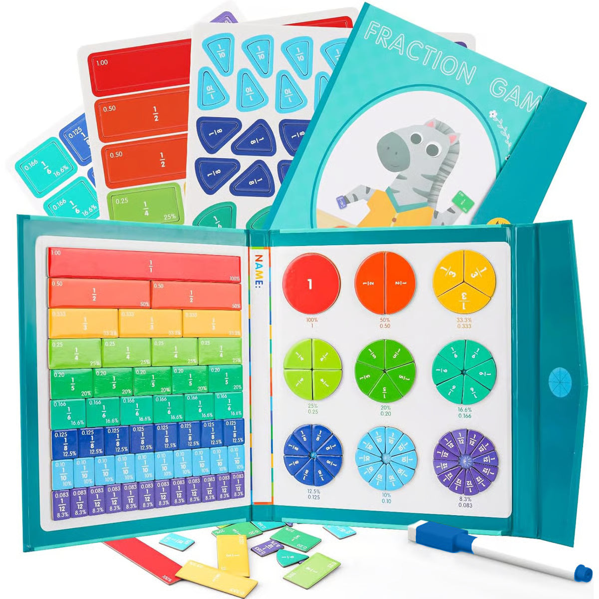 🔥Last Day 49% OFF -📚Montessori Magnetic Book Fraction Puzzle