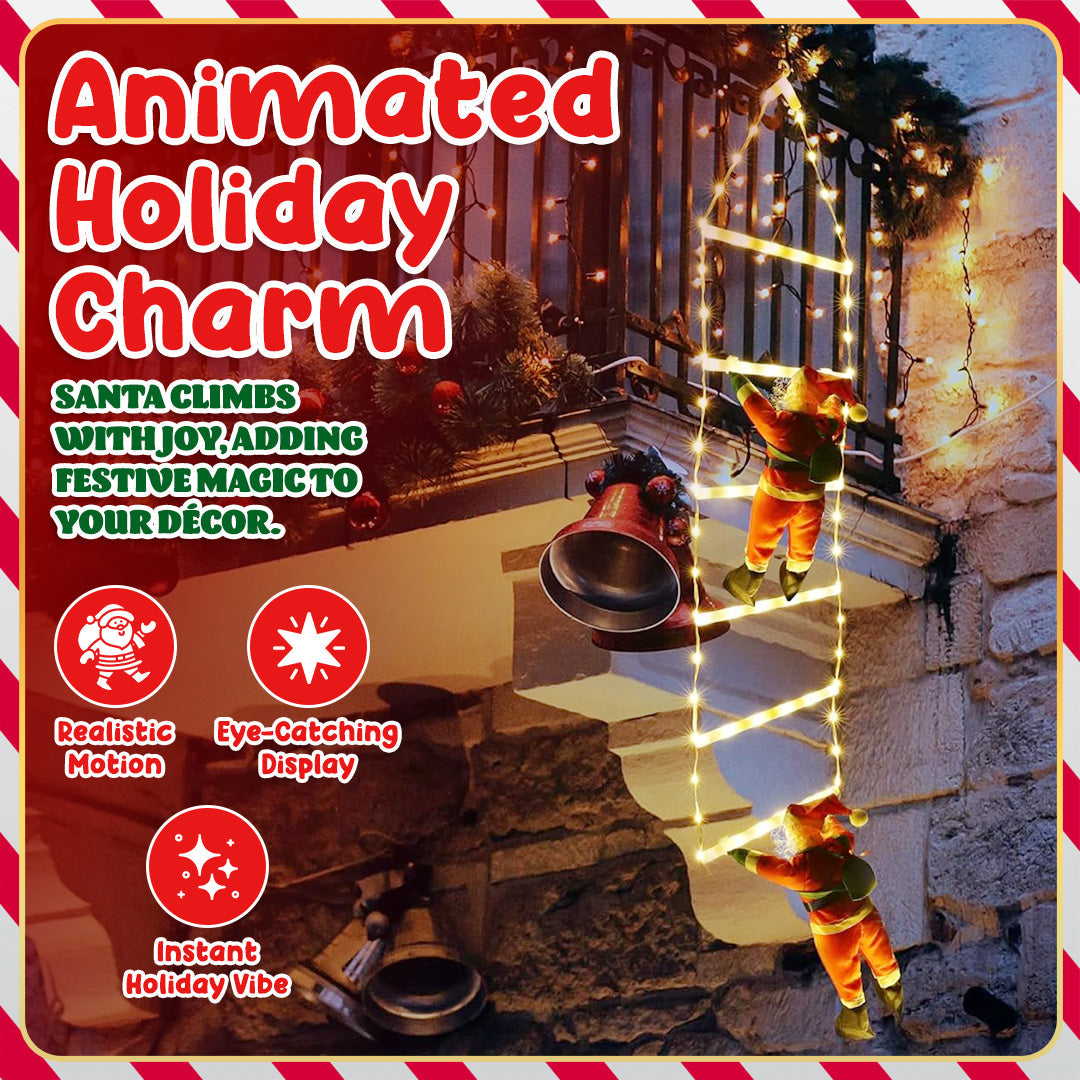 🎅🎄Christmas Decorative Ladder Lights with Climbing Santa Claus