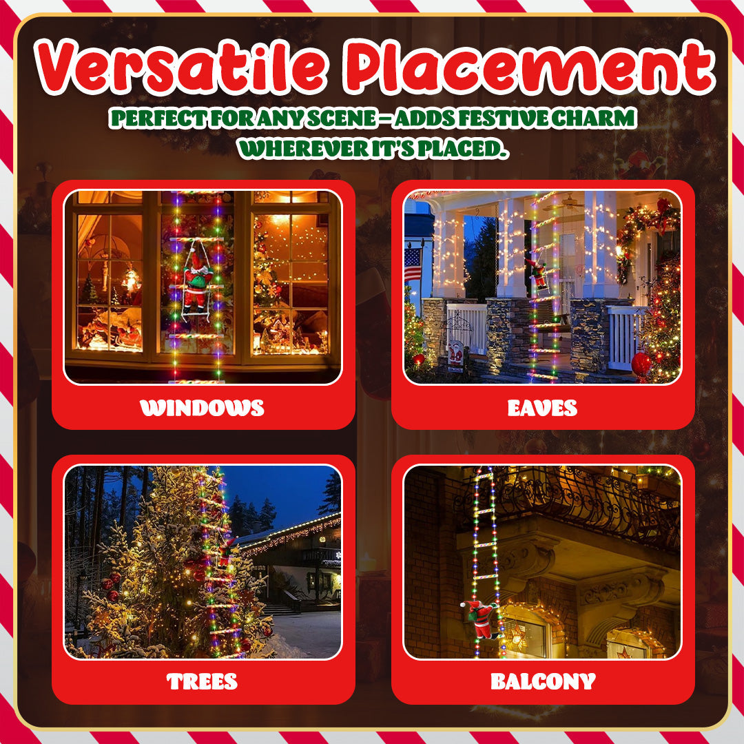 🎅🎄Christmas Decorative Ladder Lights with Climbing Santa Claus
