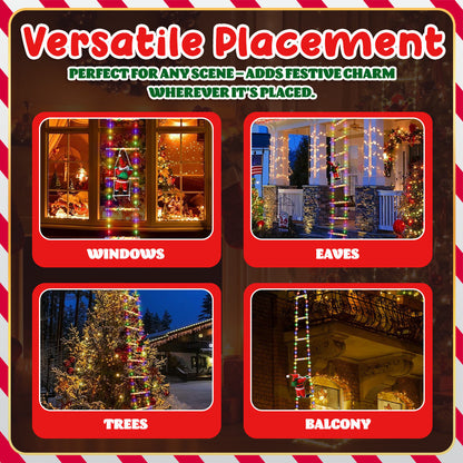🎅🎄Christmas Decorative Ladder Lights with Climbing Santa Claus