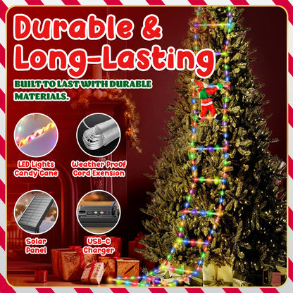🎅🎄Christmas Decorative Ladder Lights with Climbing Santa Claus