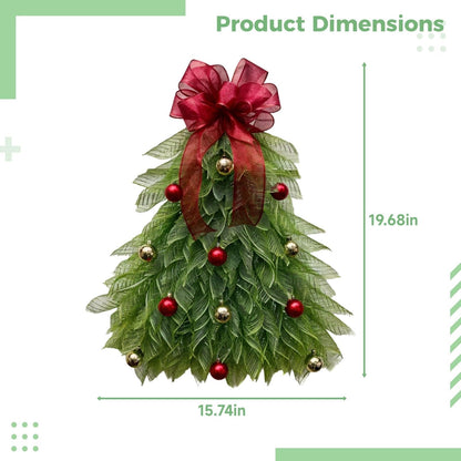 🎁🎄Inverted Christmas Tree Wreath with LED Lights – Handmade Holiday Door & Window Decoration, Unique Lighted Xmas Decor